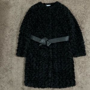 H&M Women’s Faux Fur Belted Coat Size 8